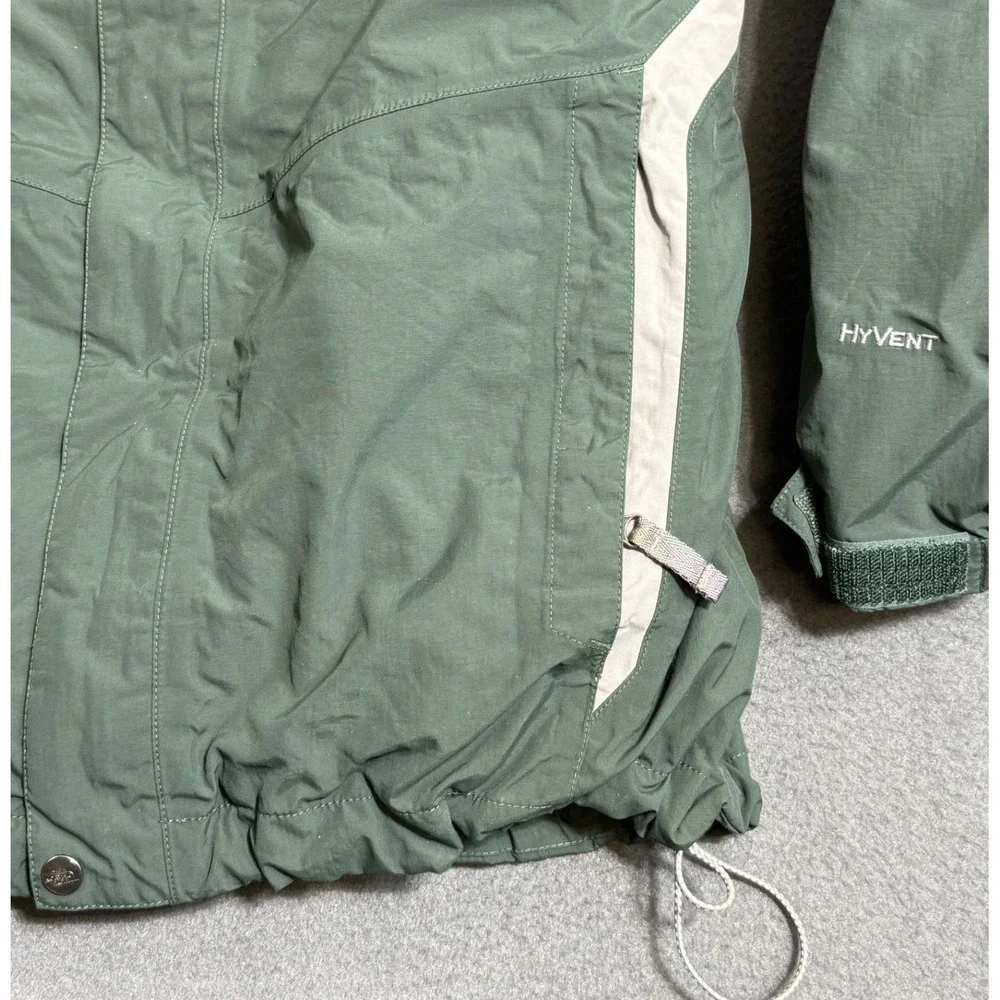 The North Face Mens HyVent Hooded Rain Jacket Green Medium Waterproof Shell In 1